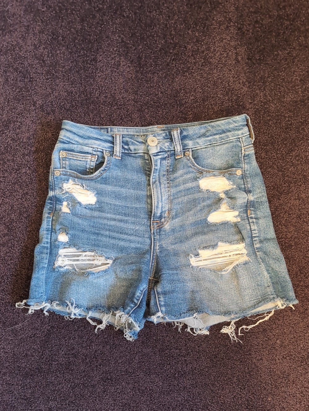 American Eagle Outfitters Light Blue Distressed Denim Shorts